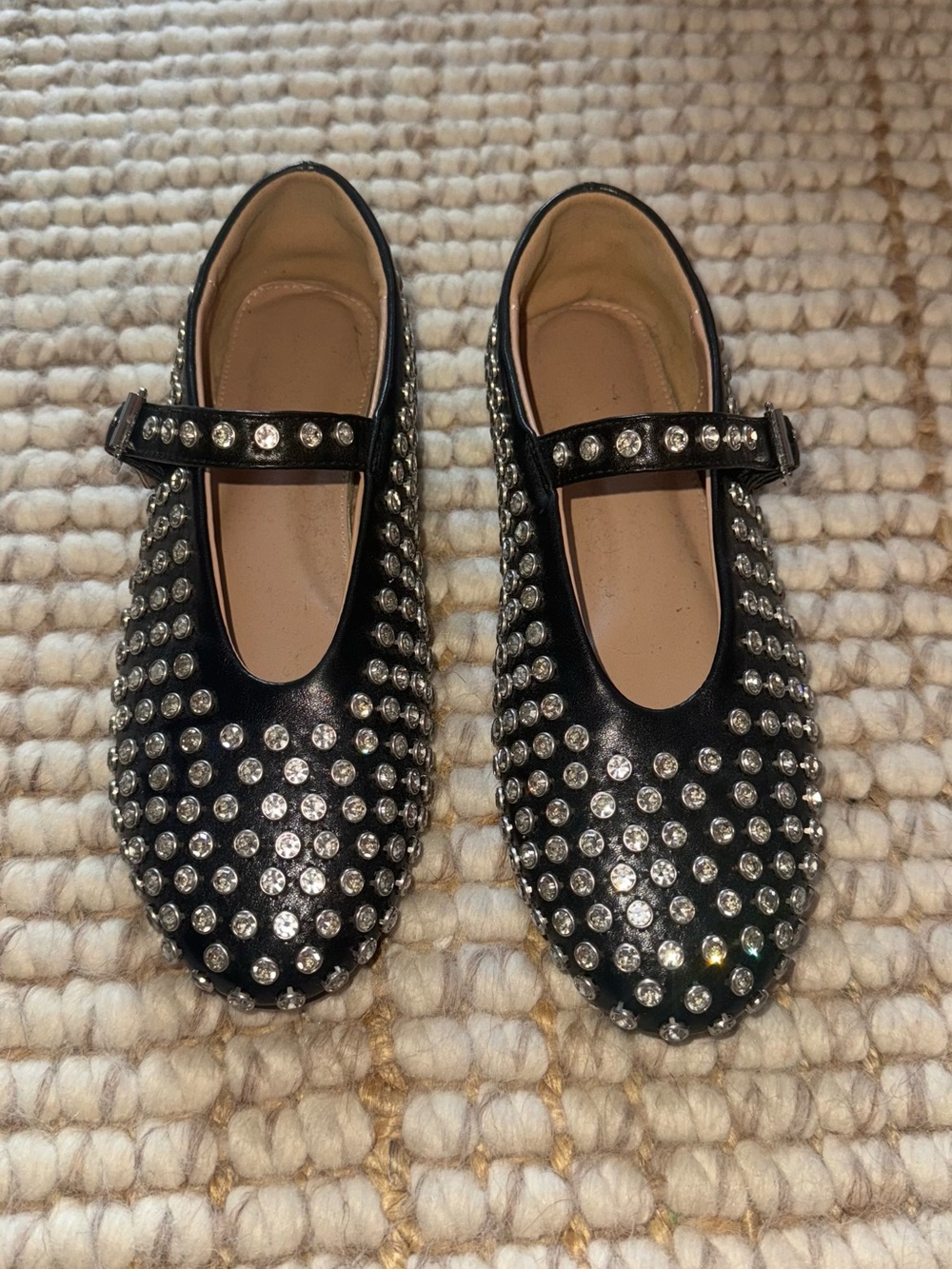 Black Rhinestone Mary Jane Kids Shoes
